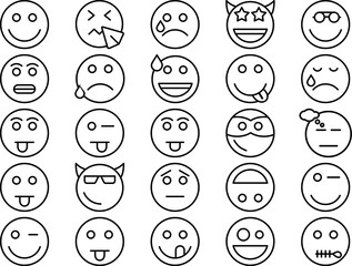 Smiley Face Emoji Smiley Line Icon pictogram symbol visual illustration Set