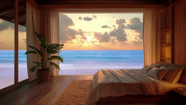 luxury hotel suite with beautiful relaxing sea view