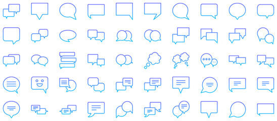 Speech Bubbles Line Gradient Icon pictogram symbol visual illustration Set