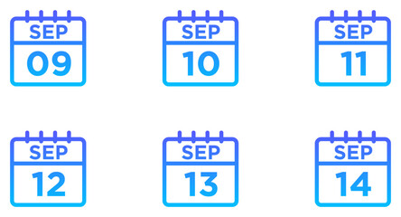 September Calendar Line Gradient Icon pictogram symbol visual illustration Set
