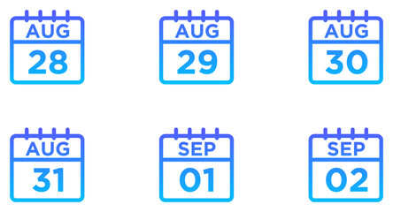 August Calendar Line Gradient Icon pictogram symbol visual illustration Set