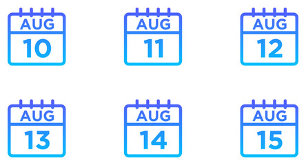 August Calendar Line Gradient Icon pictogram symbol visual illustration Set