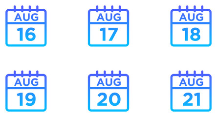 August Calendar Line Gradient Icon pictogram symbol visual illustration Set