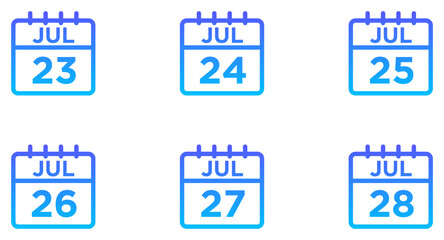 July Calendar Line Gradient Icon pictogram symbol visual illustration Set