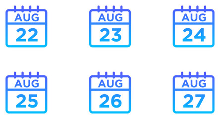 August Calendar Line Gradient Icon pictogram symbol visual illustration Set