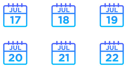 July Calendar Line Gradient Icon pictogram symbol visual illustration Set
