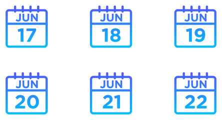 June Calendar Line Gradient Icon pictogram symbol visual illustration Set