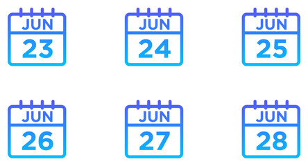 June Calendar Line Gradient Icon pictogram symbol visual illustration Set