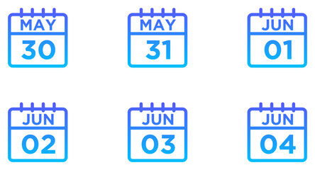 Calendar Line Gradient Icon pictogram symbol visual illustration Set
