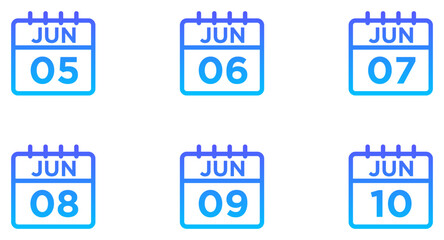 June Calendar Line Gradient Icon pictogram symbol visual illustration Set