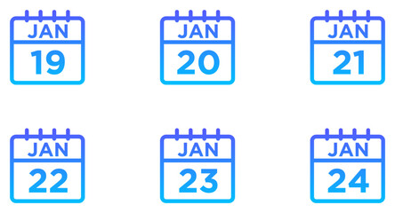 January Calendar Line Gradient Icon pictogram symbol visual illustration Set