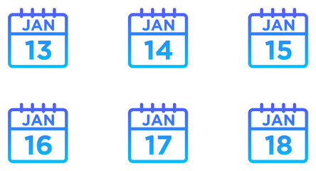 January Calendar Line Gradient Icon pictogram symbol visual illustration Set