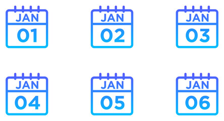 January Calendar Line Gradient Icon pictogram symbol visual illustration Set