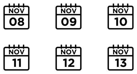 November Calendar Line Icon pictogram symbol visual illustration Set