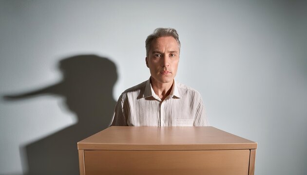 Politician on stage, with big nose shadow