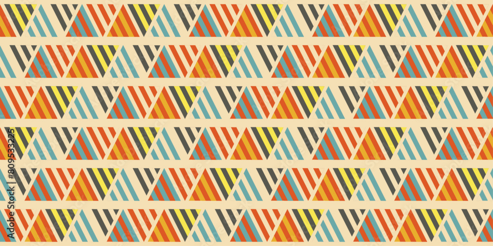 Leinwandbilder Colored triangles from stripes. Vector bright geometric and repeating pattern.