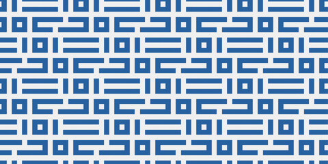 A labyrinthine pattern of squares and corridors. Vector blue maze, repeating pattern.