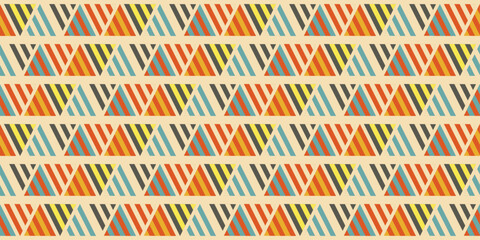 Colored triangles from stripes. Vector bright geometric and repeating pattern.