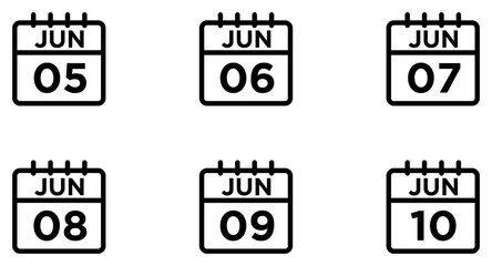 June Calendar Line Icon pictogram symbol visual illustration Set