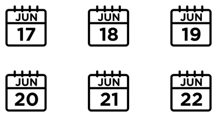 June Calendar Line Icon pictogram symbol visual illustration Set