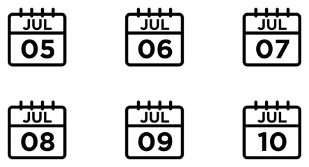 Fototapeta premium July Calendar Line Icon pictogram symbol visual illustration Set