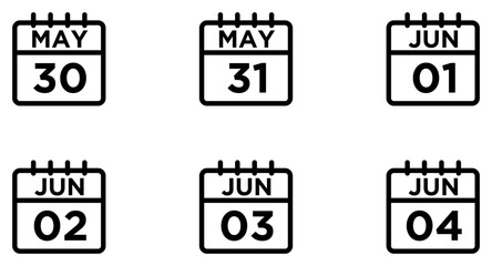 May Calendar Line Icon pictogram symbol visual illustration Set