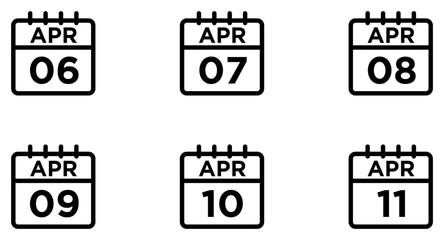 April Calendar Line Icon pictogram symbol visual illustration Set