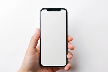 Blank Smartphone Mockup on Hand created with Generative AI
