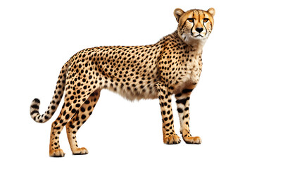 leopard walking in front of white background