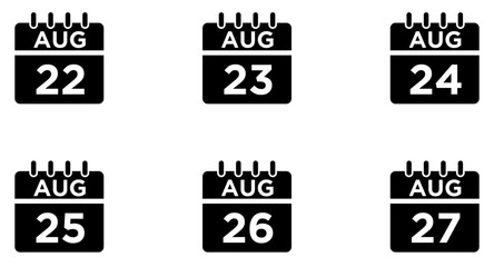 August Calendar Glyph Icon pictogram symbol visual illustration Set