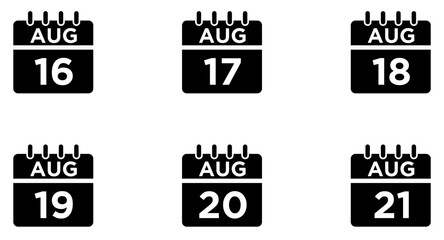 August Calendar Glyph Icon pictogram symbol visual illustration Set