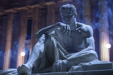 Fototapeta premium Abstract classic stoic ancient greek, roman sculpture. Portraying a style of historical stoicism with a cultural expression.