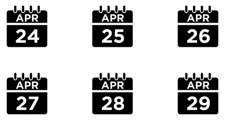 April Calendar Glyph Icon pictogram symbol visual illustration Set