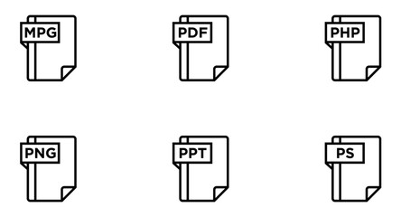 File Formats Line Icon pictogram symbol visual illustration Set