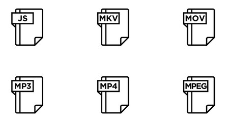 File Formats Line Icon pictogram symbol visual illustration Set