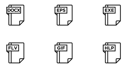 File Formats Line Icon pictogram symbol visual illustration Set