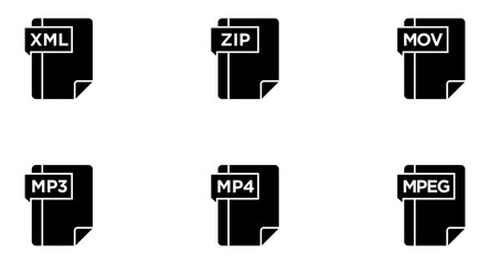 File Formats Glyph Icon pictogram symbol visual illustration Set