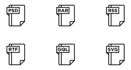 File Formats Line Icon pictogram symbol visual illustration Set