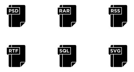 File Formats Glyph Icon pictogram symbol visual illustration Set