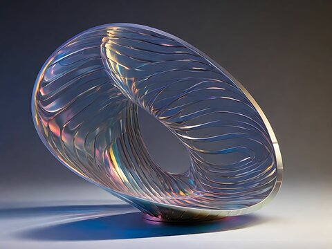 Design a holographic hyperboloid, a surface resembling a saddle or a hyperbolic paraboloid, with intricate curves and folds.