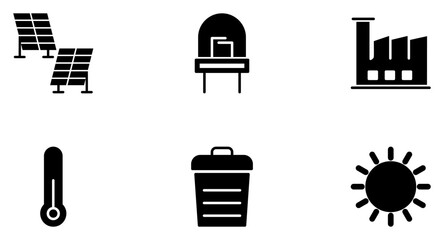 Energy Glyph Icon pictogram symbol visual illustration Set