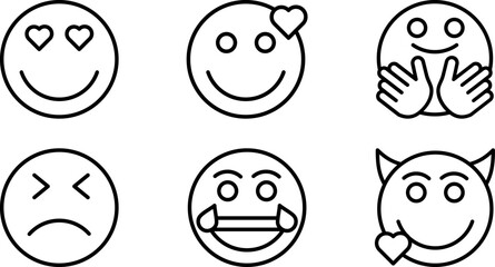 Smiley Line Icon pictogram symbol visual illustration Set