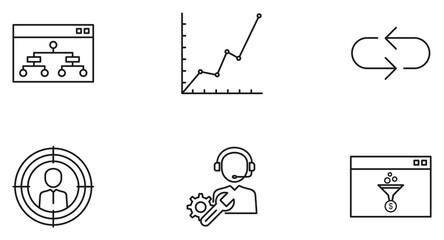 SEO Search Engine Optimization Glyph Icon pictogram symbol visual illustration Set