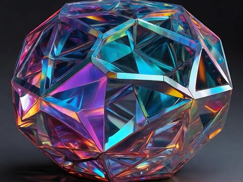 Create a holographic Fibonacci dodecahedron, a polyhedron with faces arranged according to the Fibonacci sequence, forming an aesthetically pleasing and mathematically intriguing structure.