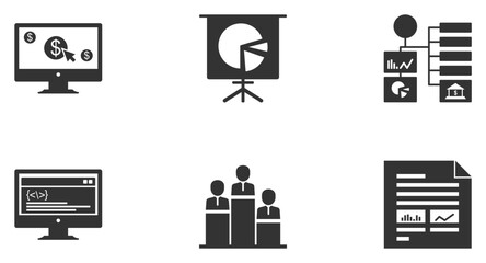 SEO Search Engine Optimization Glyph Icon pictogram symbol visual illustration Set