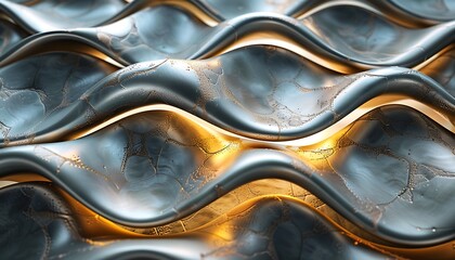 3d rendering of abstract metallic wavy background. Creative design.