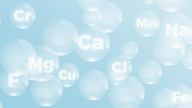 Floating bubbles. Mineral substances in water, chemical composition.