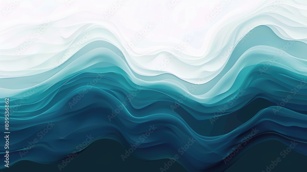 Poster an abstract painting with a wave-like pattern in shades of blue and white. aig51a.