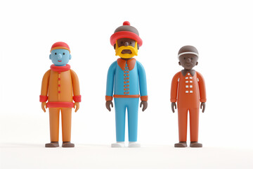 3d illustration of a people from different culture icon style isolated