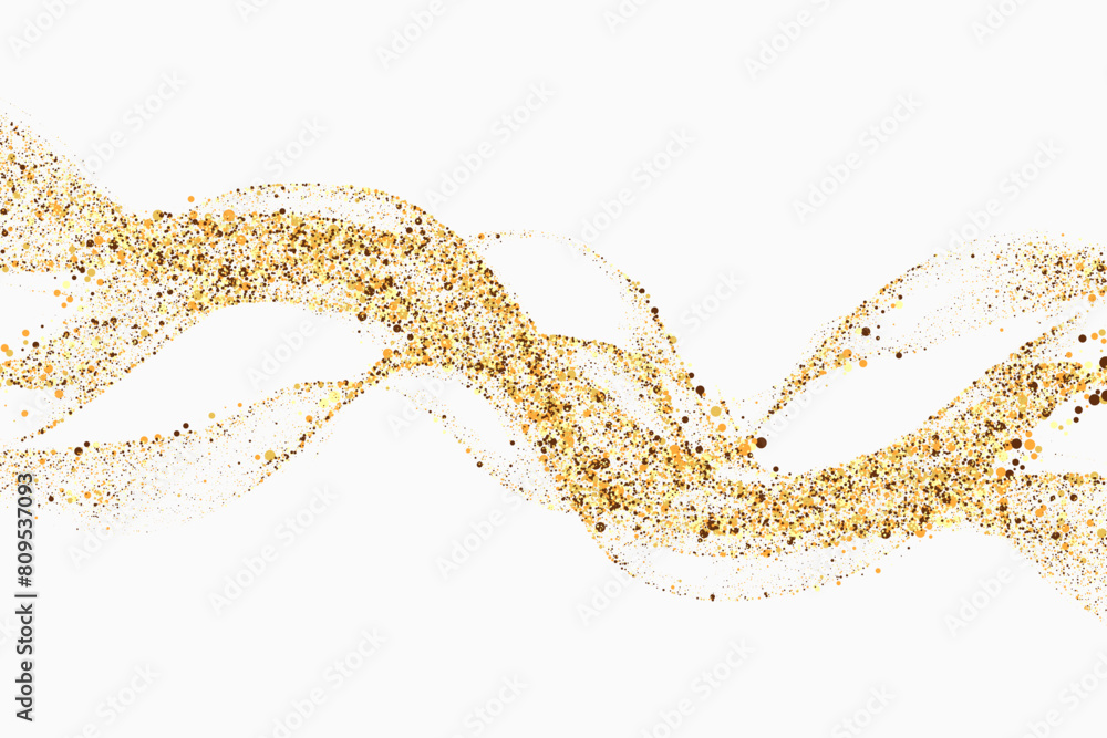 Poster golden shiny abstract wave,gold lines design element with glitter effect on white background.